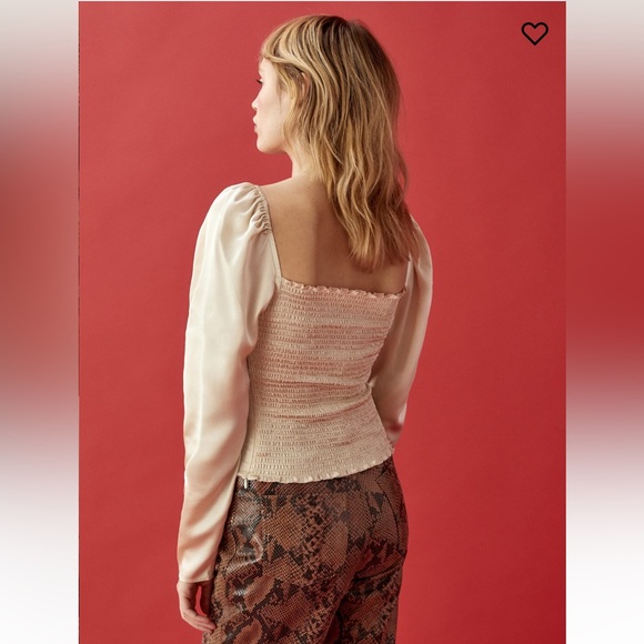 NWOT Reformation Roe Silk Top in Ivory/Almond/Champagne Sz 6 - Picture 4 of 8